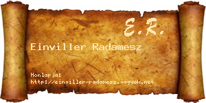 Einviller Radamesz névjegykártya